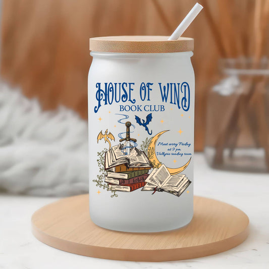 House of Wind Book Club 16oz Frosted Glass Can